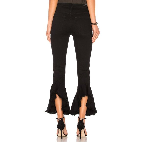 CITIZENS OF HUMANITY Drew Flounce Hem Black High Rise Cropped Jeans, Size 28 - Picture 4 of 16